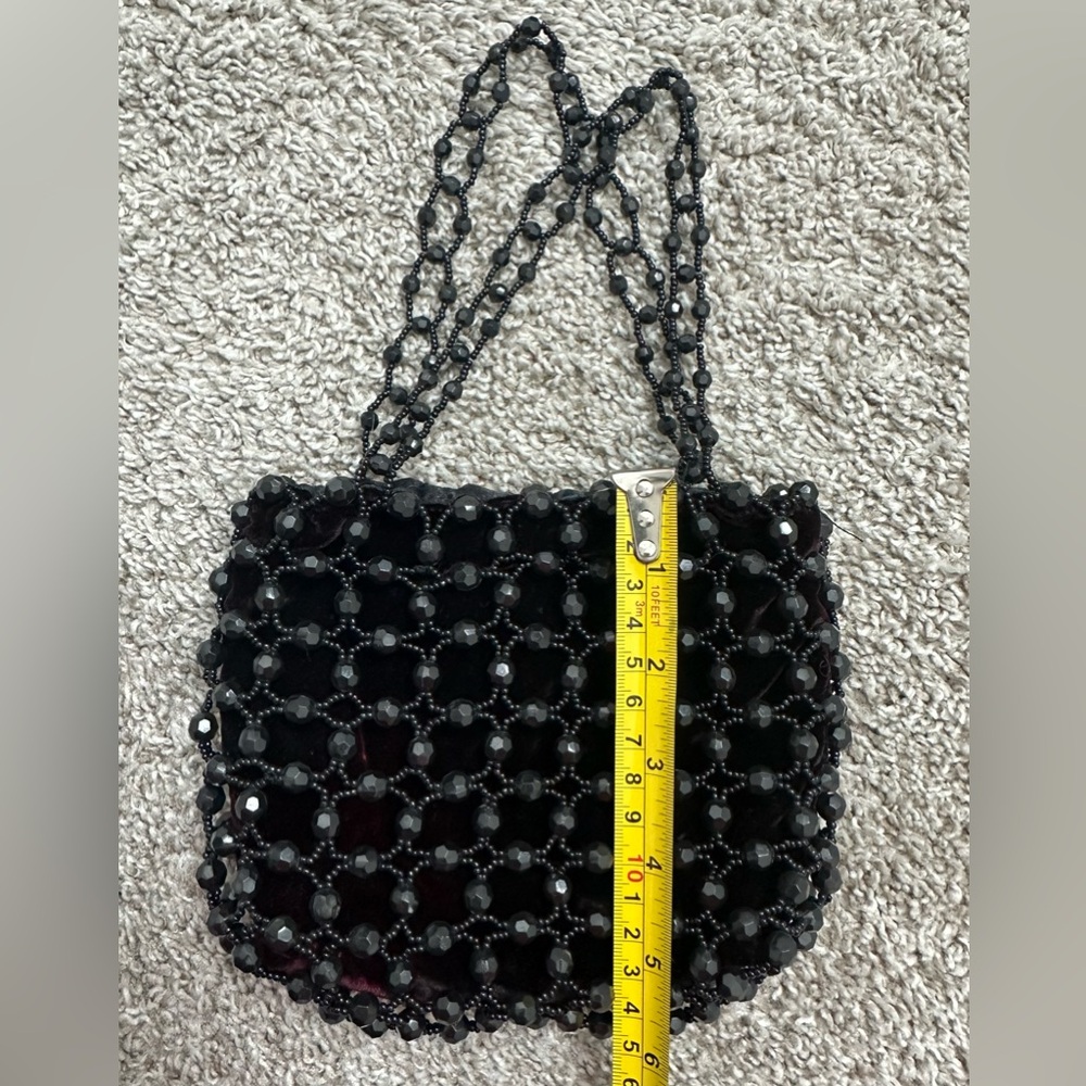 Vintage Black Beaded Purse - Picture 2 of 9